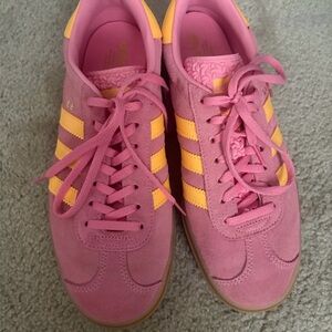 Adidas Women's Pink and Yellow Gazelle Sneakers